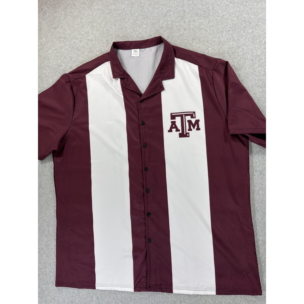 Texas A&M Aggies Striped Short‎ Sleeve Light Weight Shirt (Men's 2XL) Maroon